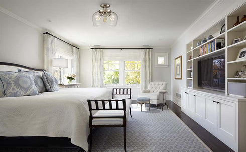 3-Light Glass Ceiling Lights Semi Flush Mount Brushed Nickel Finish